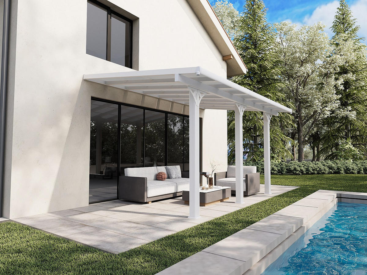 ANLEHNCARPORT - 1 Person - plastik - weiß Pazera - Weiß, Kunststoff/Metall (496/285/310cm) - Vente-Unique