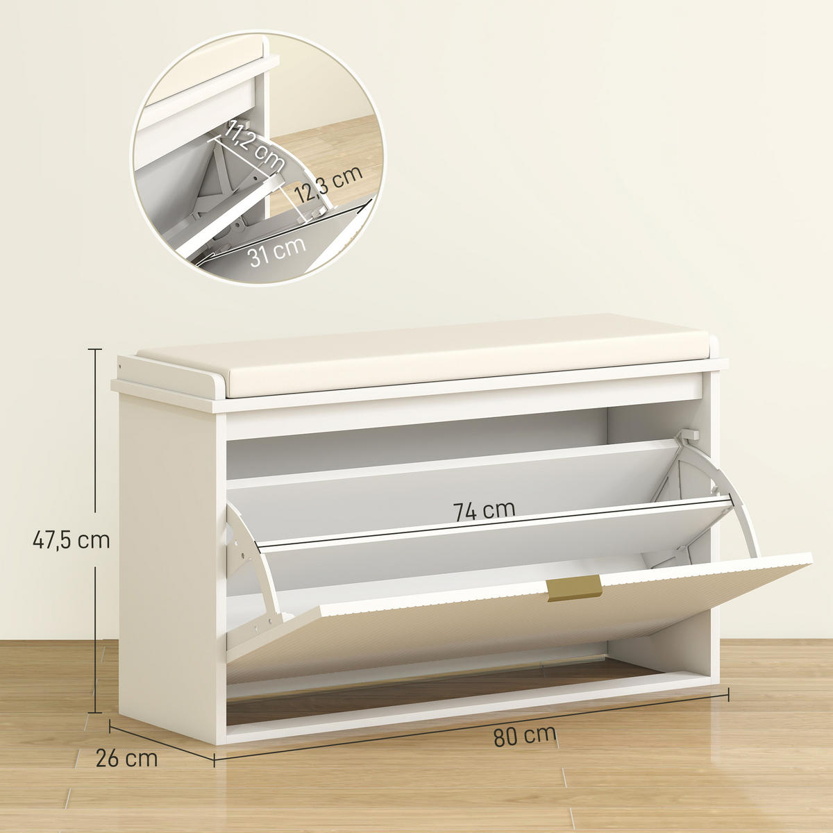 SCHUHBANK Weiß 1 Stück - Weiß, Kunststoff (26/47.5/80cm) - GiPP