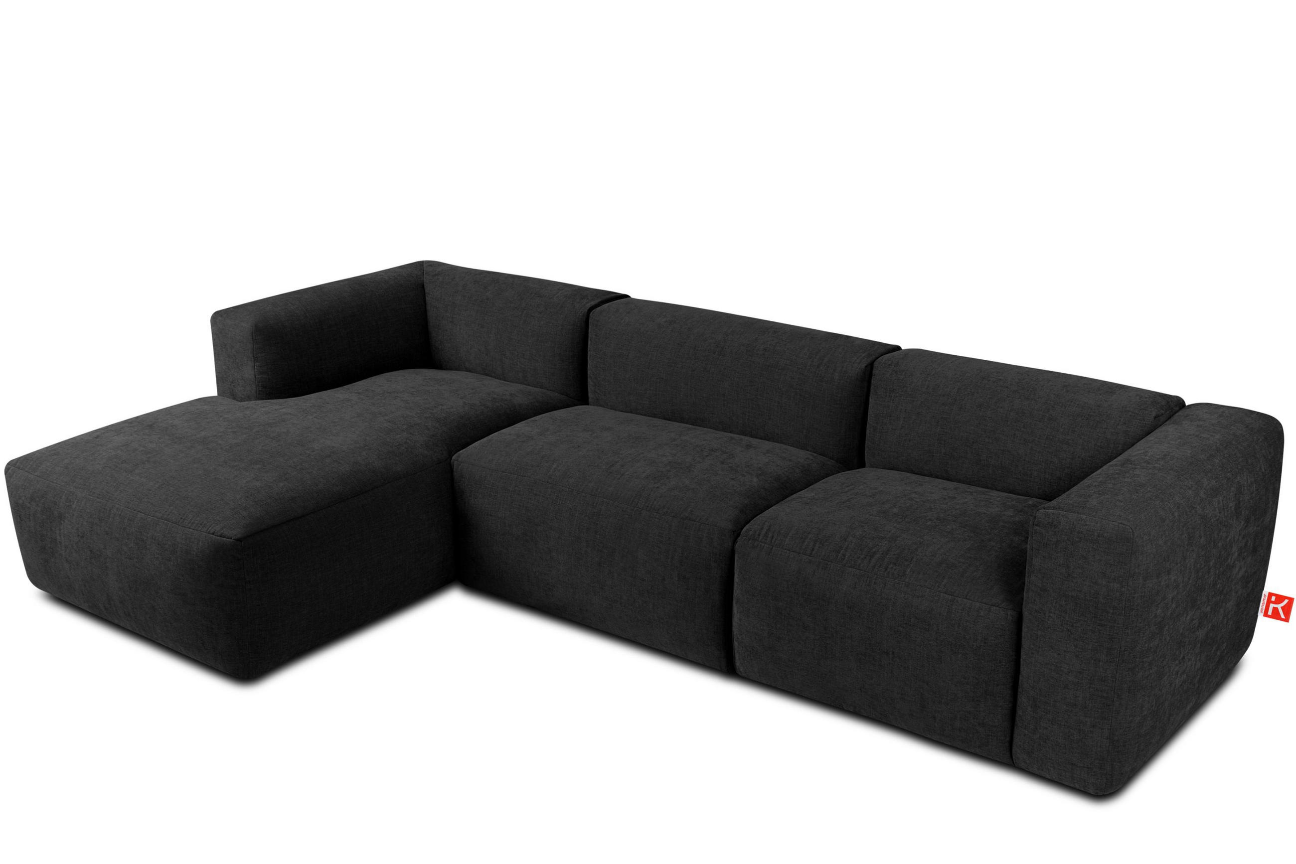 ECKMODULSOFA-LINKS BUFFO mit extrem weicher und bequemer Sitzfläche, Gewebestoff, graphit - Graphitfarben, Textil (297/180cm) - KONSIMO®