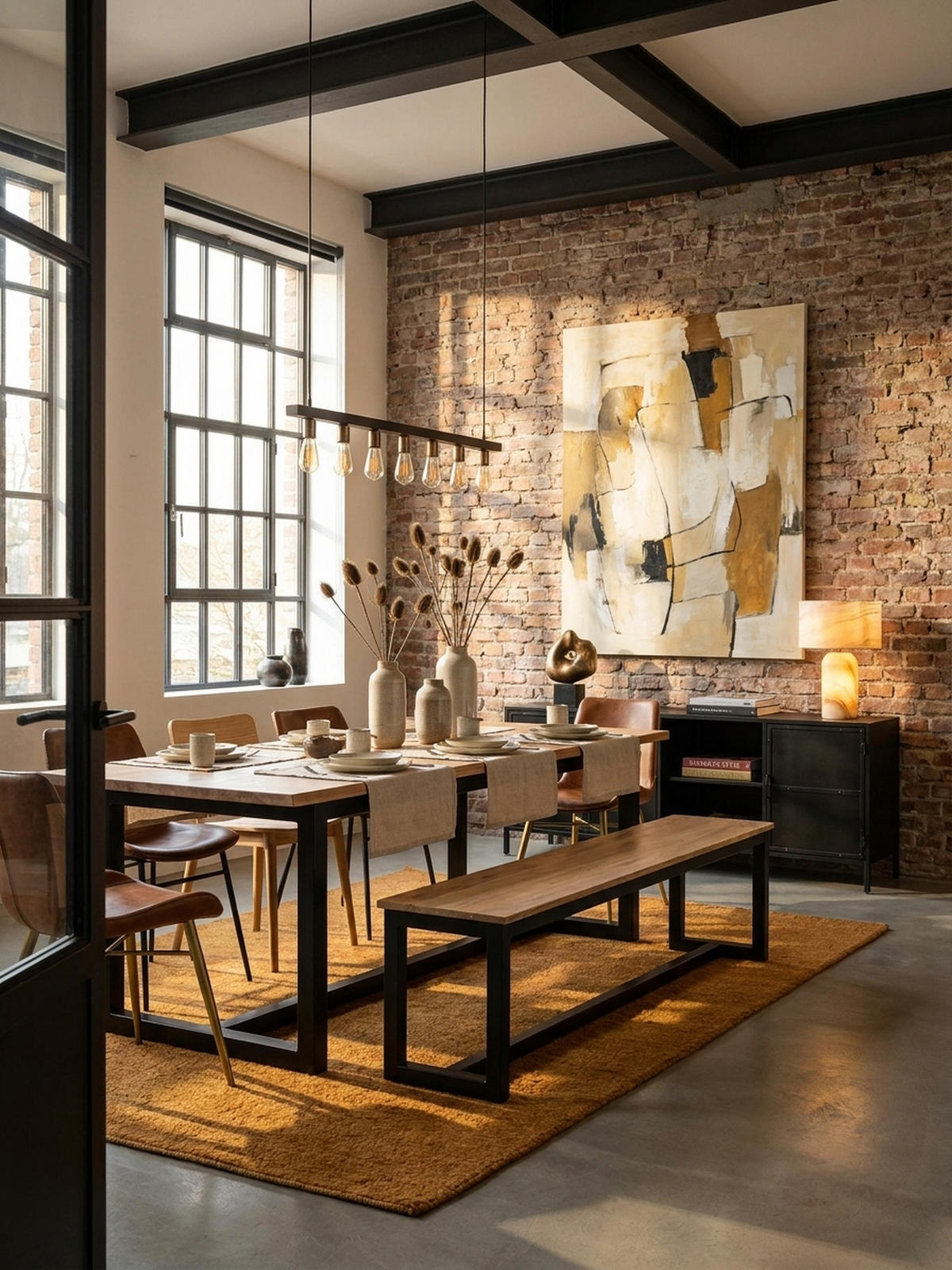 ESSZIMMERBANK Massivholz Metall Loft-Stil ohne Lehne, Akazie 120x40x45 cm - Schwarz/Braun, Holz/Metall (120/45/40cm) - KADIMA DESIGN