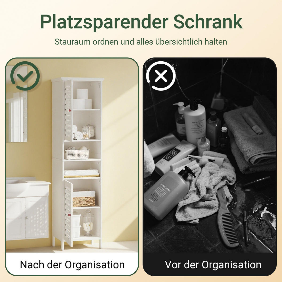HOCHSCHRANK Weiß 45x41.5x170cm - Weiß, Holzwerkstoff (45/170/41.5cm) - SoBuy