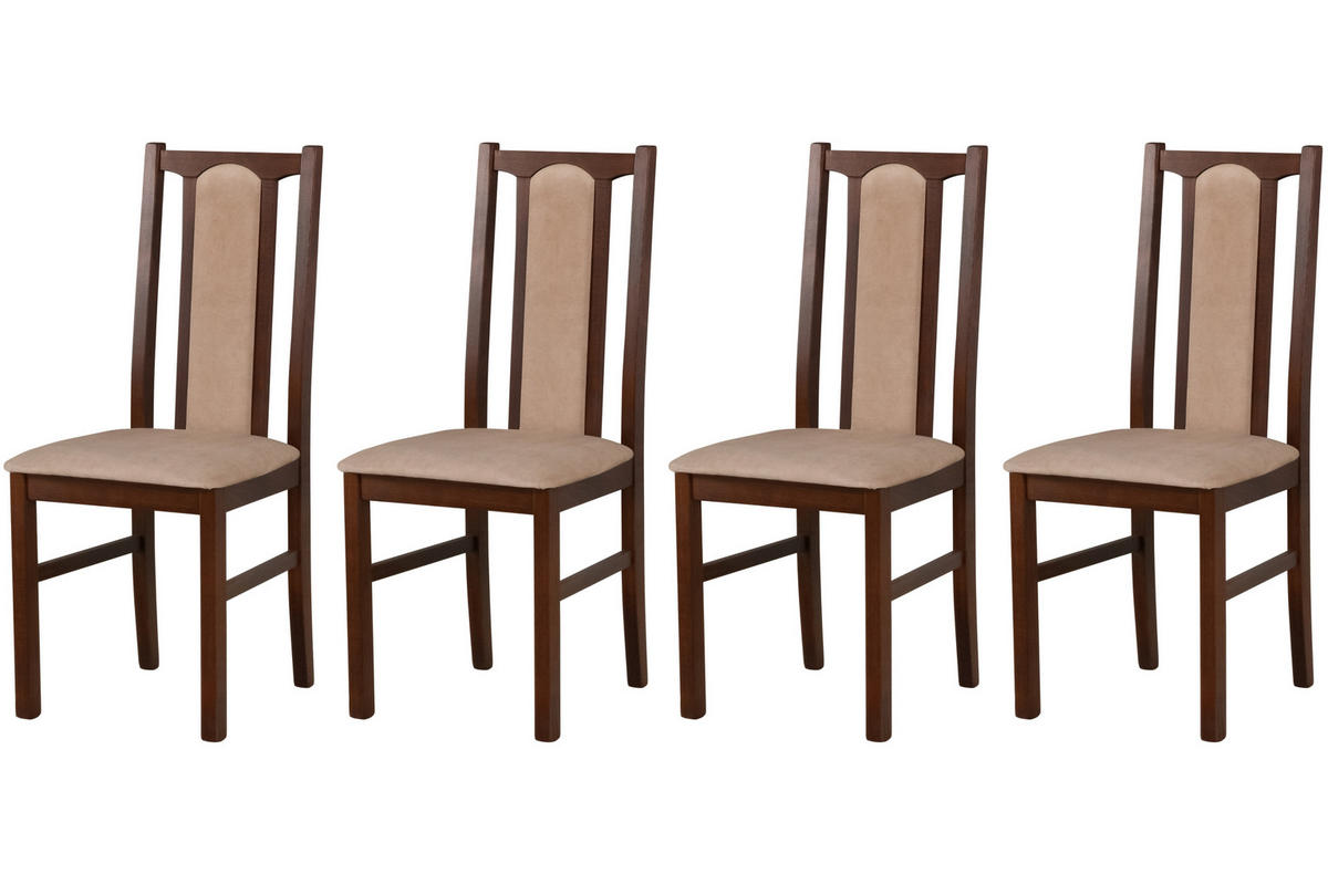 STUHL KOLGA (4er Set) - Beige/Walnussfarben, Holz (43/94/40cm) - Leaf Design