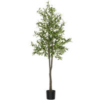KÜNSTLICHER OLIVENBAUM Oleand, stabiler Kunststoff Blumentopf, grün - Grün, Kunststoff (180cm) - tectake