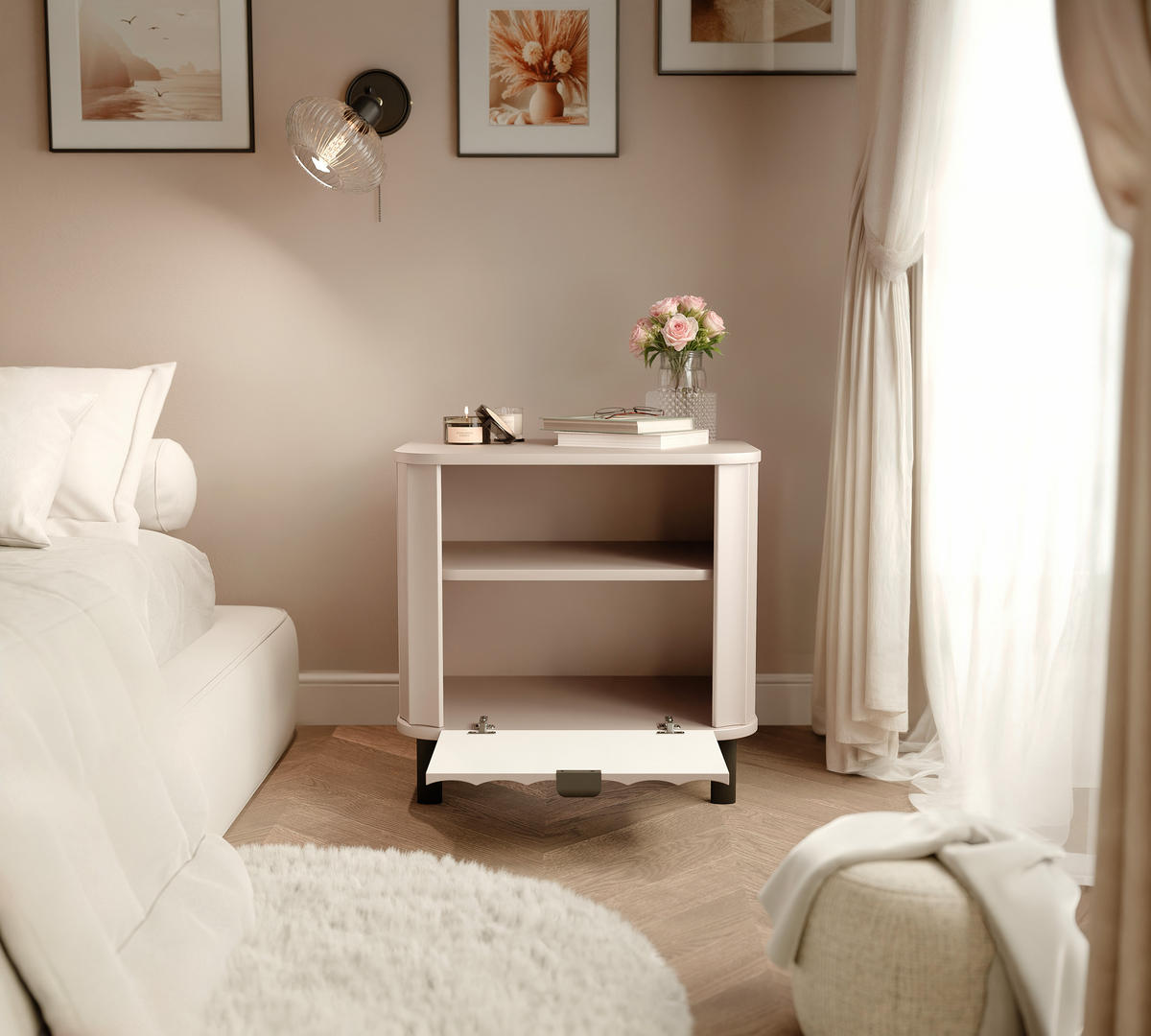 NACHTSCHRANK VITA 59/41/57 cm Lehmgrau - Grau, Holzwerkstoff/Metall (59/57/40.5cm) - Idohome
