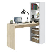 SCHREIBTISCH Weiß, Eiche 53/120/144 cm - Eichefarben/Weiß, Holzwerkstoff (53/120/144cm) - DMORA
