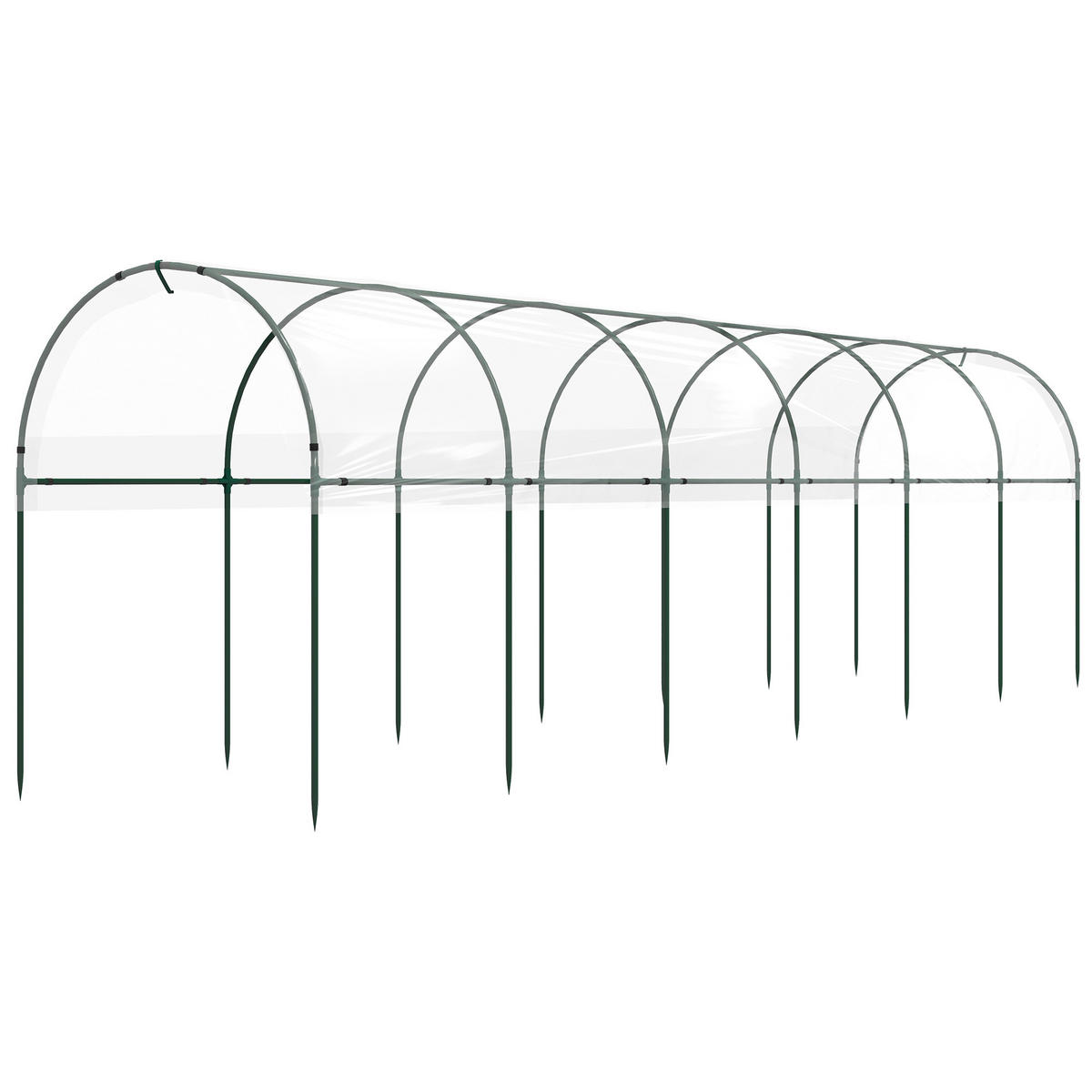 GEWÄCHSHAUS DE-11953 7 Stahlbögen Grün - Transparent, Kunststoff (123/171/600cm) - ComfortXL