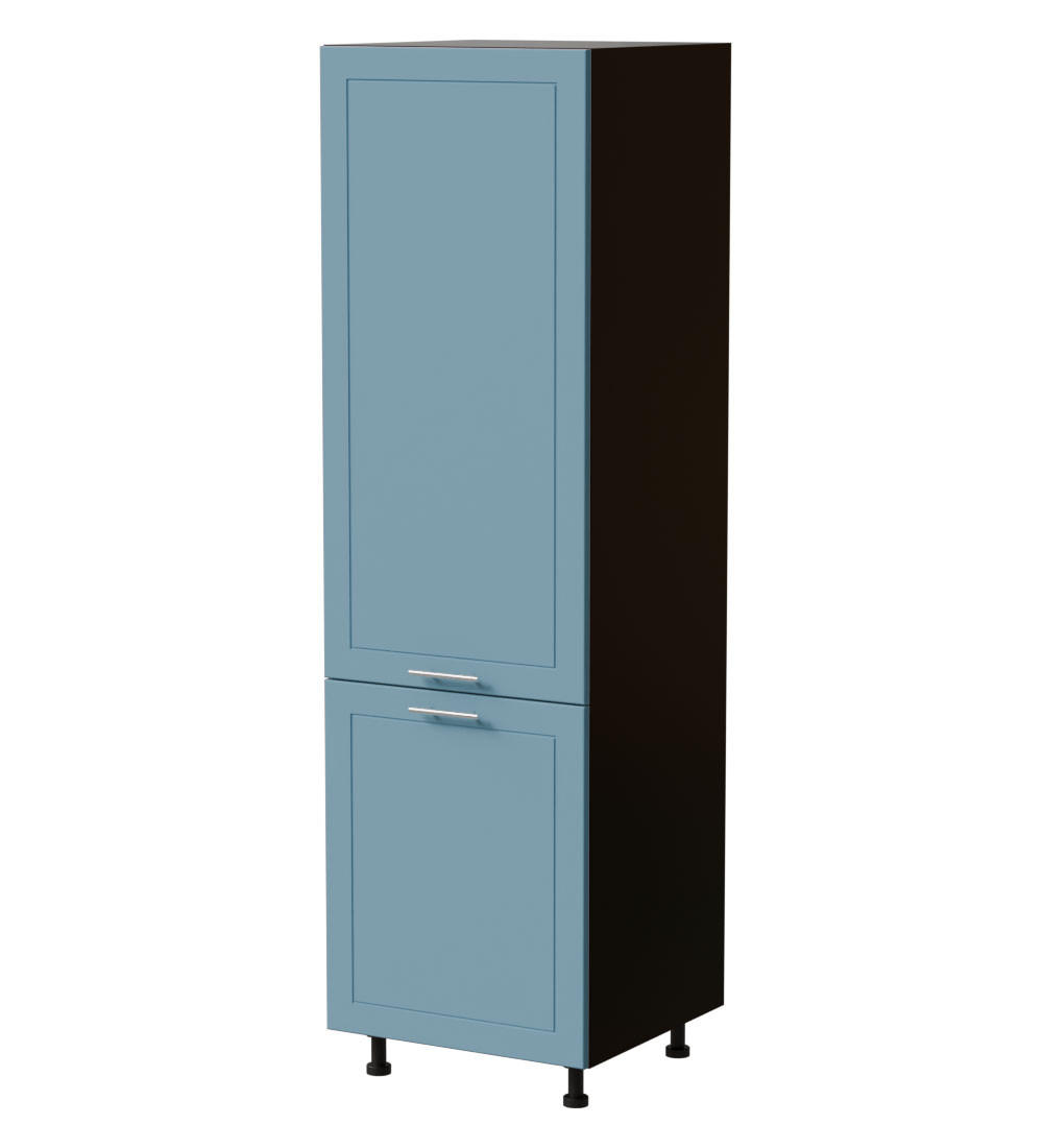 Feldmann-Wohnen Kühlschrankumbauschrank Blau, Schwarz 60x207x59 cm