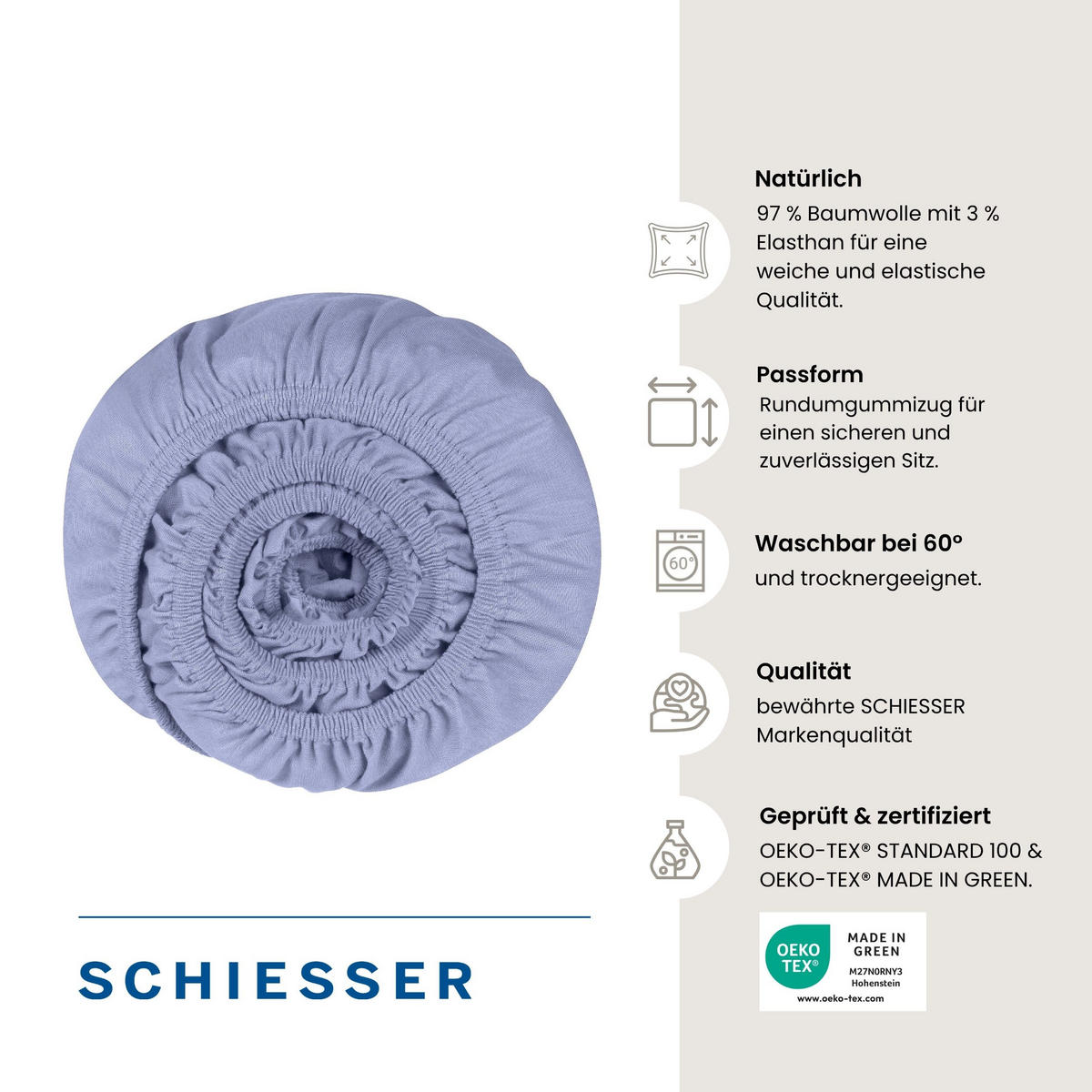 SPANNBETTLAKEN Elli 97 % Baumwolle, 3 % Elasthan 150x200 cm Lavendel - Violett, Textil (150/200cm) - SCHIESSER