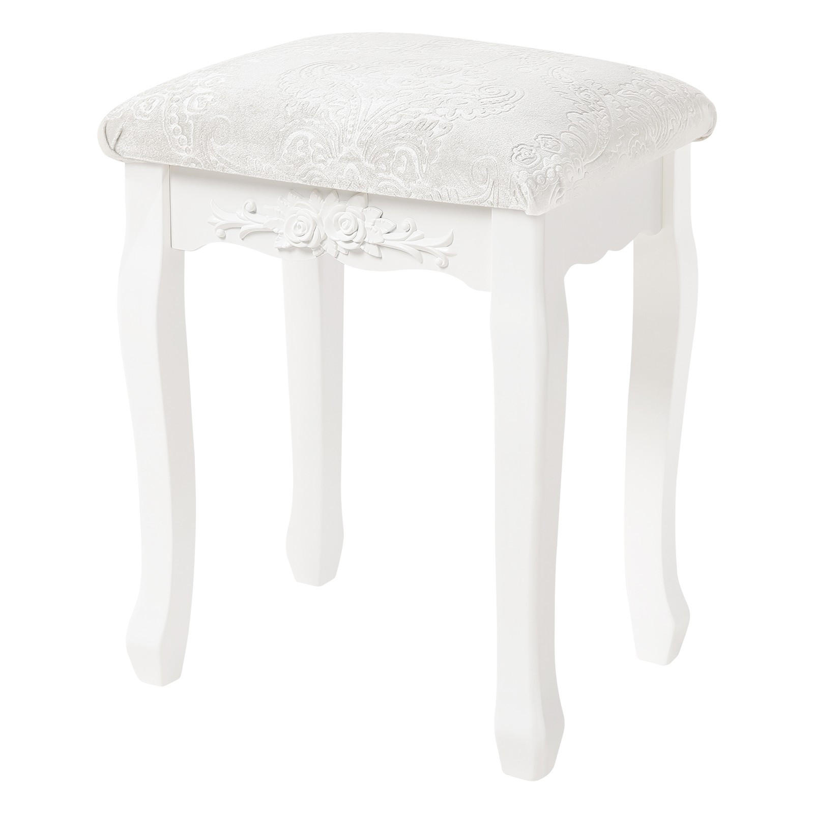 SCHMINKHOCKER, Sitzhocker, MDF Holz, Cremeweiß - Weiß, Holzwerkstoff/Textil (37/48/29cm) - Woltu