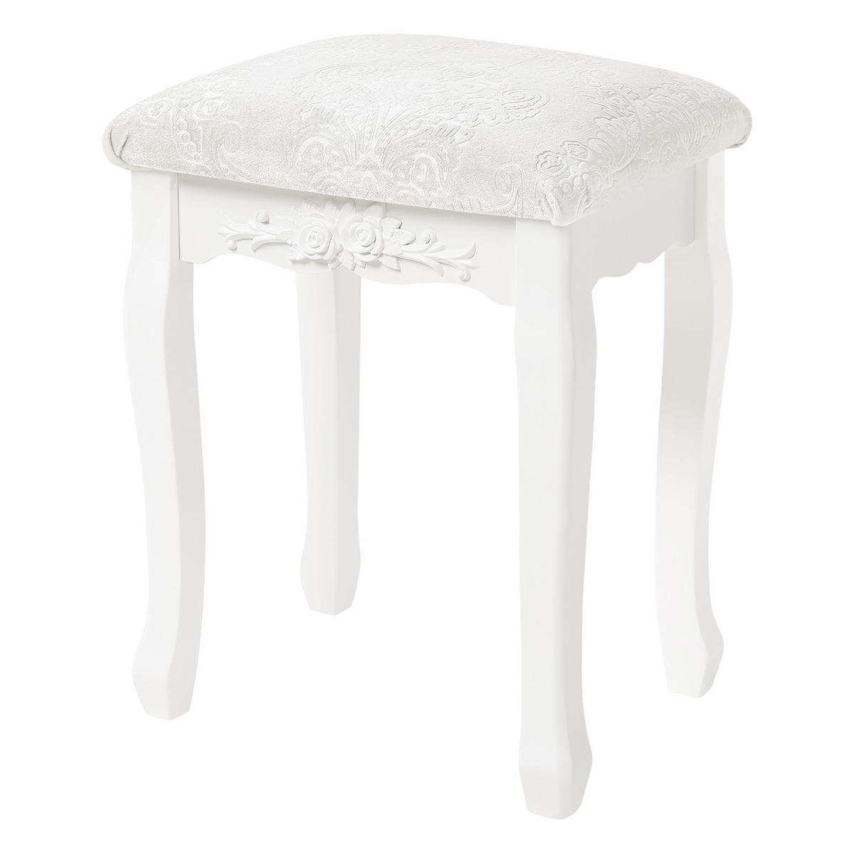 SCHMINKHOCKER, Sitzhocker, MDF Holz, Cremeweiß - Weiß, Holzwerkstoff/Textil (37/48/29cm) - Woltu