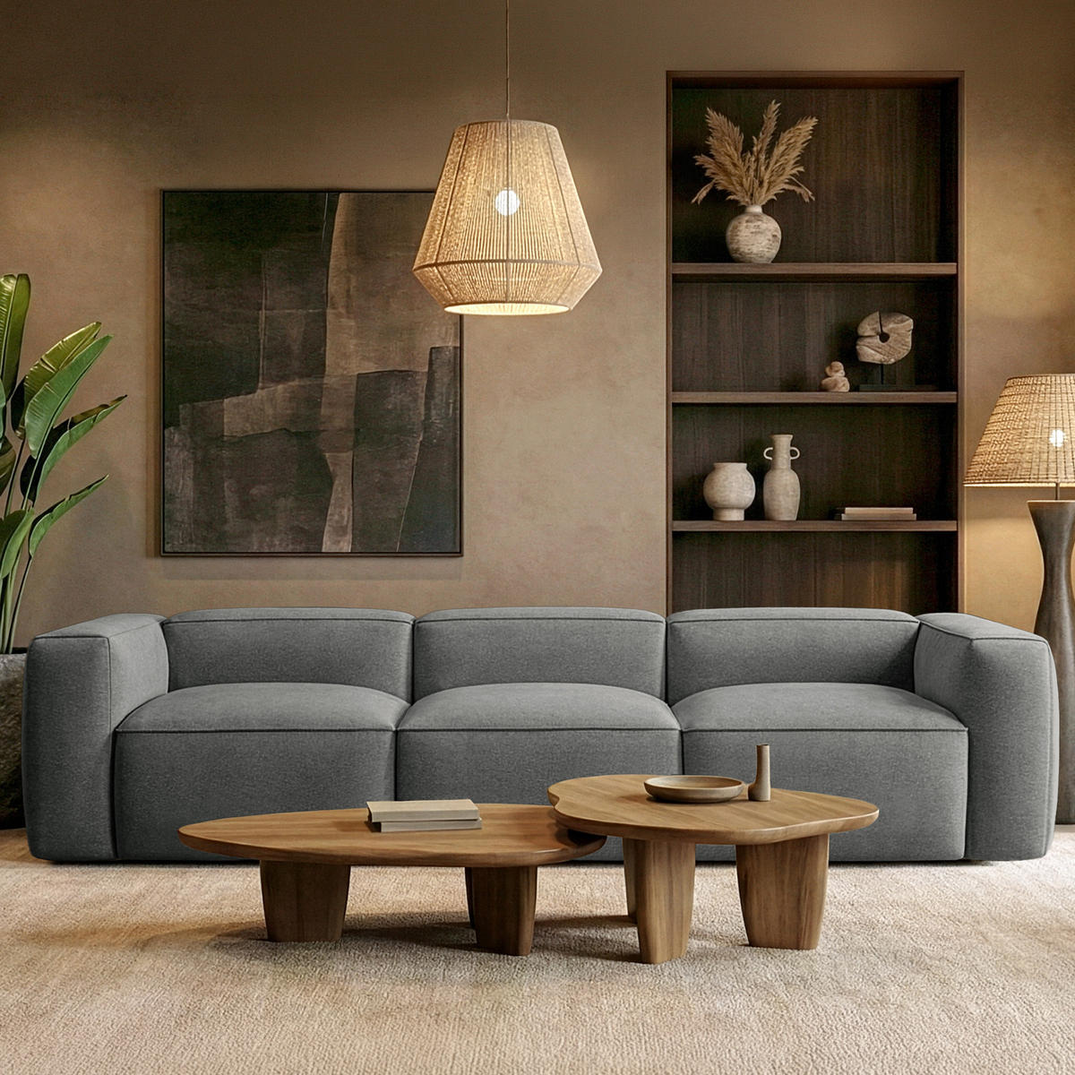 3-SITZER SOFA FUBBO, Grau - Grau, Holz/Holzwerkstoff (290/73/96cm) - KONSIMO®