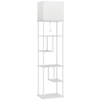 STEHLEUCHTE 1-tlg 40x29x171cm Stehlampe mit Regal Weiß-Dimmbar Fernbedienung Wohnzimmer - Weiß, Metall (40/29/171cm) - Raelunyi