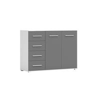 KOMMODE - Highboard IRYS 01 2D4S Weiß + Grau - Weiß/Grau, Holzwerkstoff (135/95/45cm) - Möblo