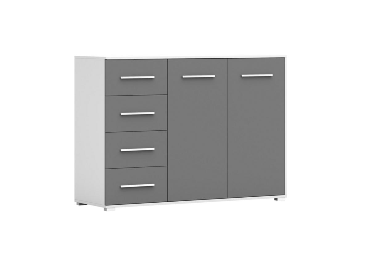 KOMMODE - Highboard IRYS 01 2D4S Weiß + Grau - Weiß/Grau, Holzwerkstoff (135/95/45cm) - Möblo