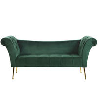 CHAISELONGUE Samtstoff dunkelgrün/gold Nantilly - Goldfarben/Grün, Textil (175/76/70cm) - Beliani