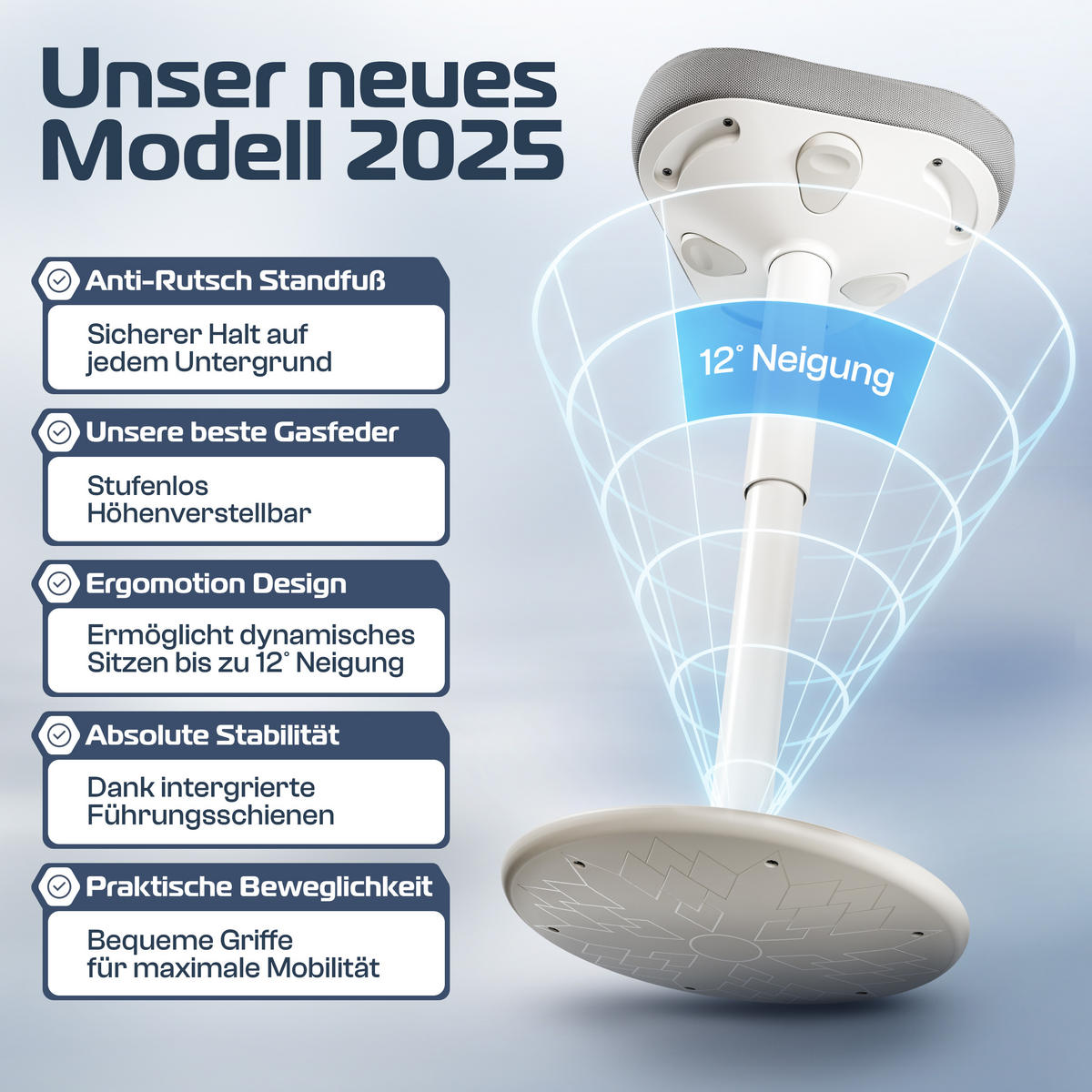 BÜROHOCKER Nexus Anthrazit - Anthrazit/Weiß, Textil/Metall (36/82/36cm) - Clouvou