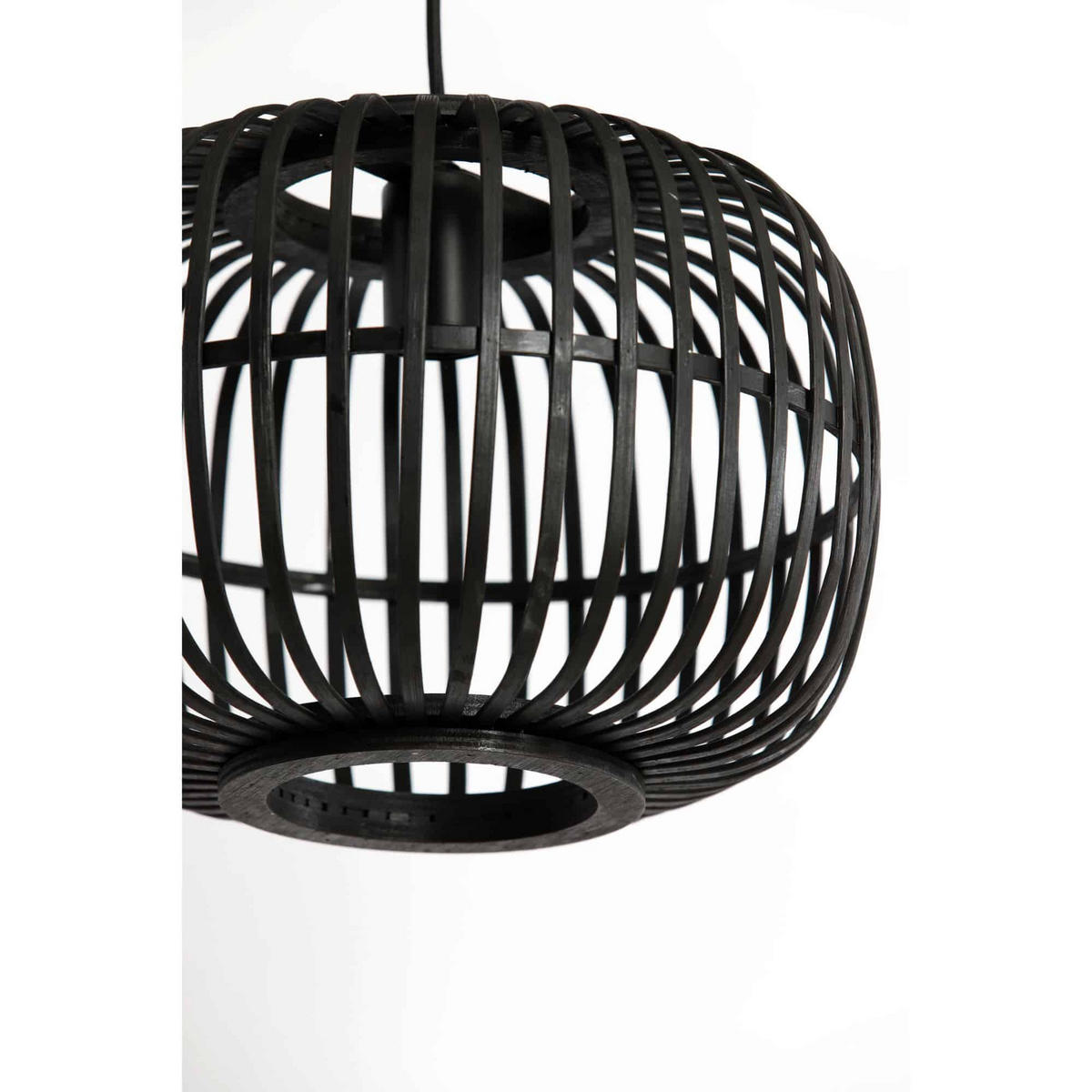 PENDELLEUCHTE Sassa Schwarz 34/34/24 cm - Schwarz, Holz (34/34/24cm) - Luqaza