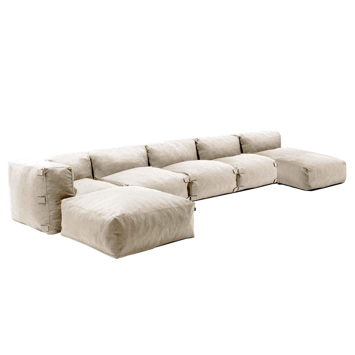 GARTENSOFA 6-tlg., Sandfarbe - Beige, Textil (85/65/160cm) - Oviala