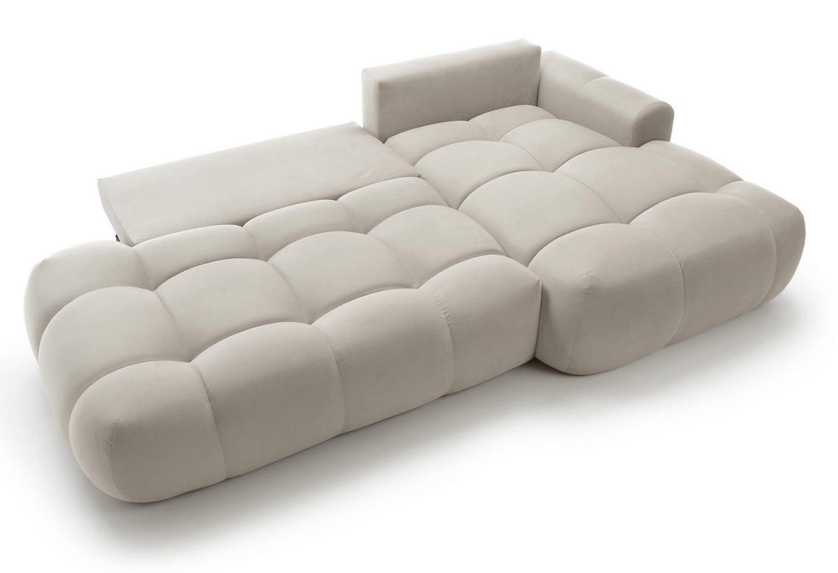 ECKSOFA Ombo Graubeige Velours 280 cm - Greige/Schwarz, Kunststoff/Textil (284/167cm) - Selsey