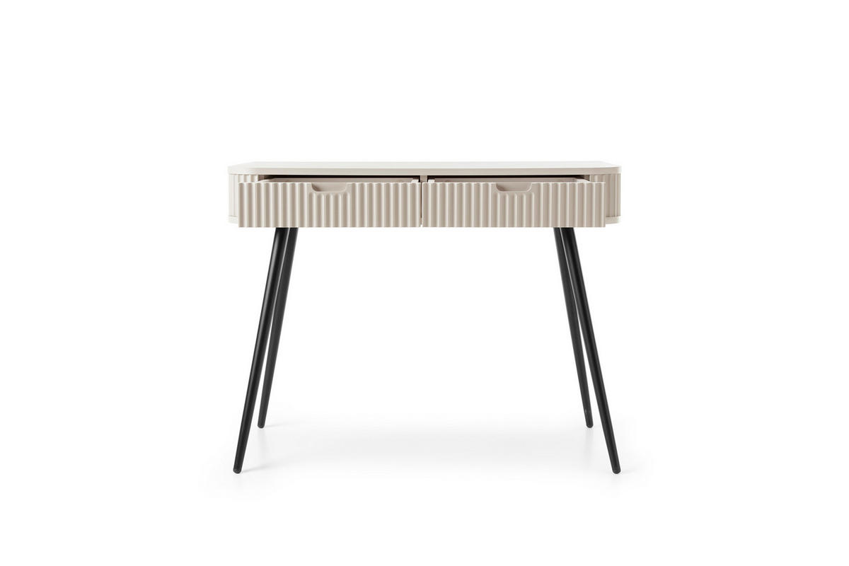 KONSOLENTISCH PORTO (Oval, Rillenfront, Cashmere Matt, Schwarze Füße) - Kaschmir/Schwarz, Holz/Holzwerkstoff (49/103/80cm) - Ravio