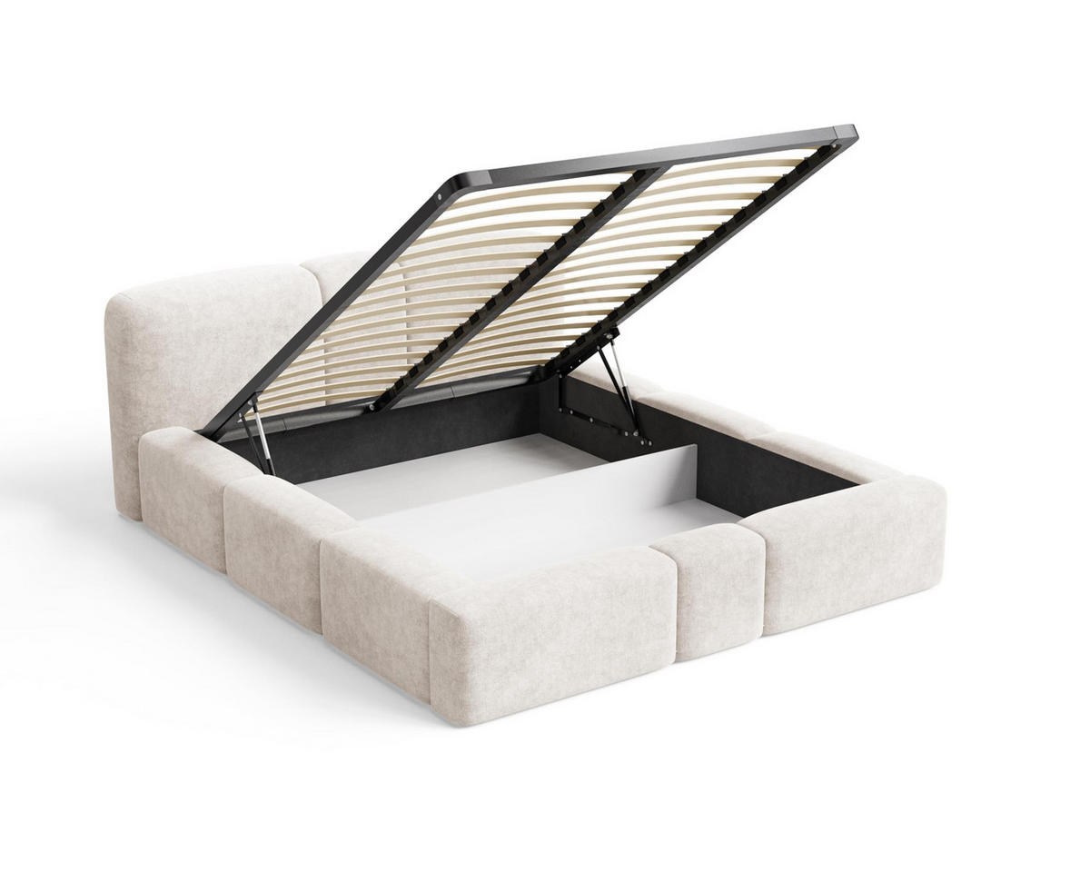 POLSTERBETT Monte180x200 cm- Bettkasten und Stauraum - Doppelbett mit Stabilem Metallrahmen - Beige - Beige, Holzwerkstoff (180/200cm) - Chilly
