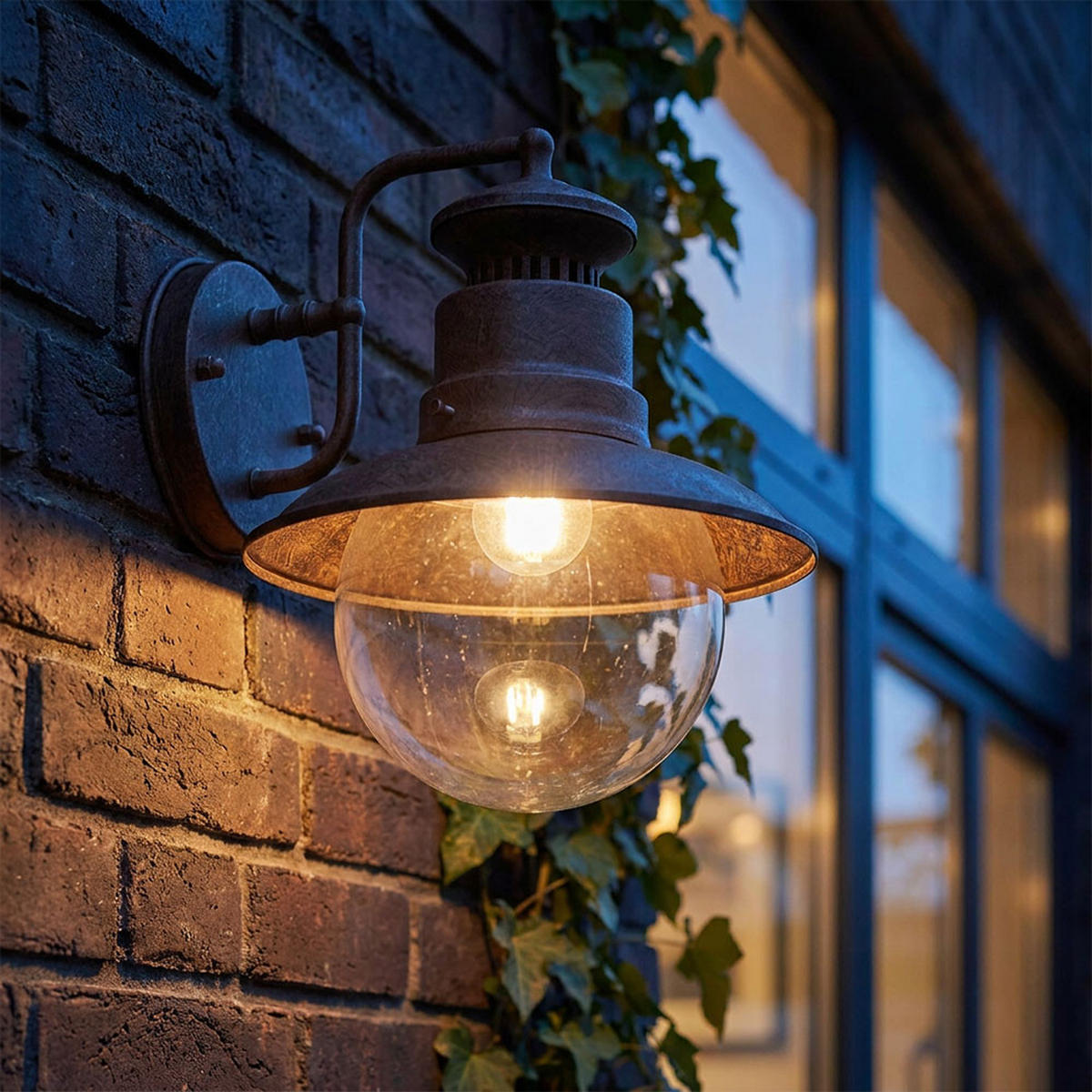 LED AUSSENWANDLEUCHTE Stahl Rostfarben - Braun, Glas (24.7/21.5/27cm) - Globo Lighting