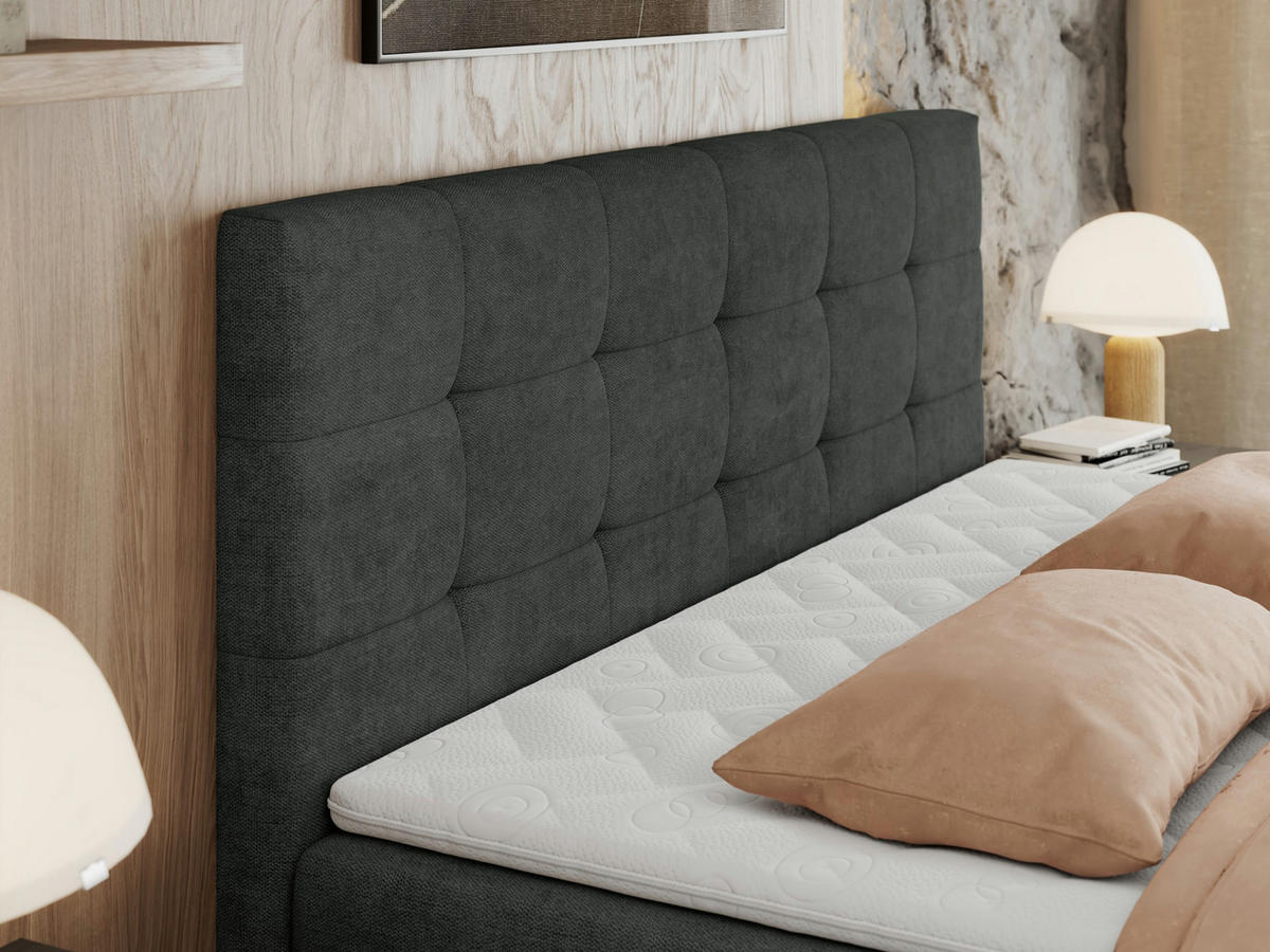 BOXBETT CENTO 120/200 Dunkelgrau Strukture - H4 - Dunkelgrau, Holz/Textil (120/200cm) - MKS