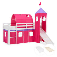 HOCHBETT 90/200 cm in Pink mit Lattenrost + Matratze - Pink/Weiß, Holz - Homestyle4u