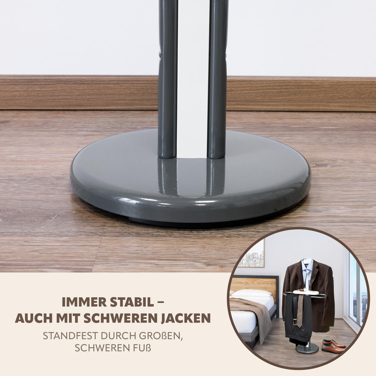 KLEIDERBUTLER, grau - Dunkelgrau, Metall (47.5/108/30cm) - bremermann