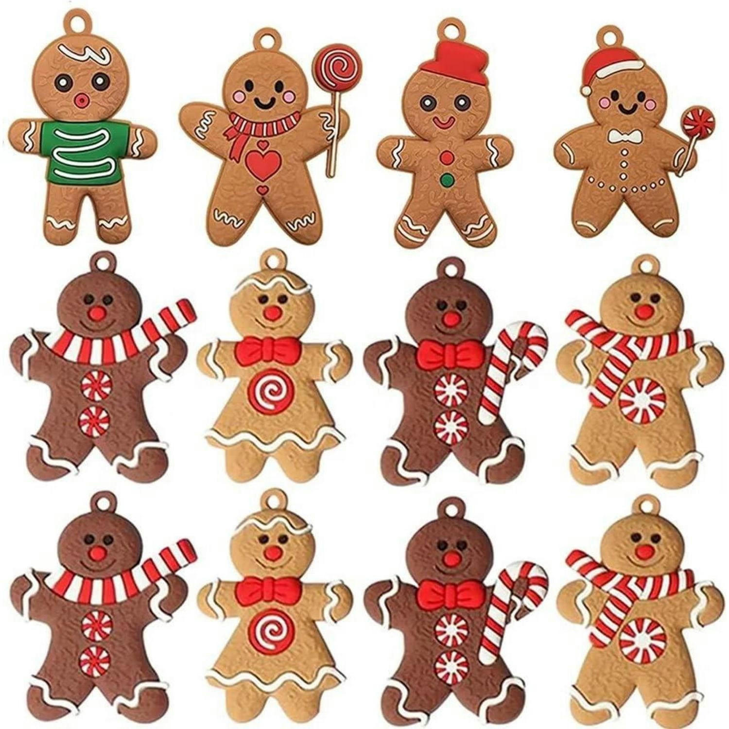 WEIHNACHTSBAUMSCHMUCK Lebkuchenmann 12-teiliges Set - Multicolor, Kunststoff (5.5/1/7cm)