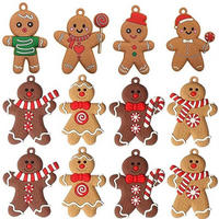 WEIHNACHTSBAUMSCHMUCK Lebkuchenmann 12-teiliges Set - Multicolor, Kunststoff (5.5/1/7cm)