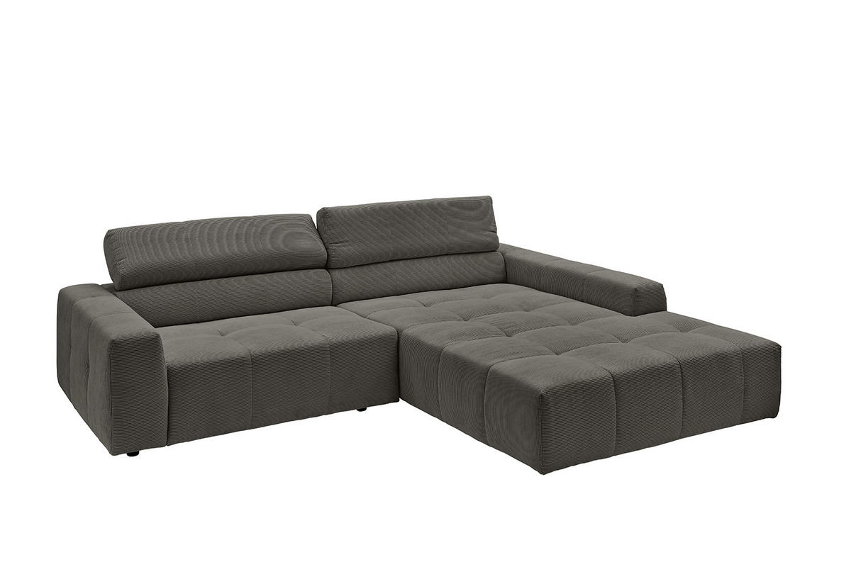 ECKSOFA RENO Anthrazit Cord - Anthrazit/Schwarz, Kunststoff/Textil (258/217cm) - KAWOLA