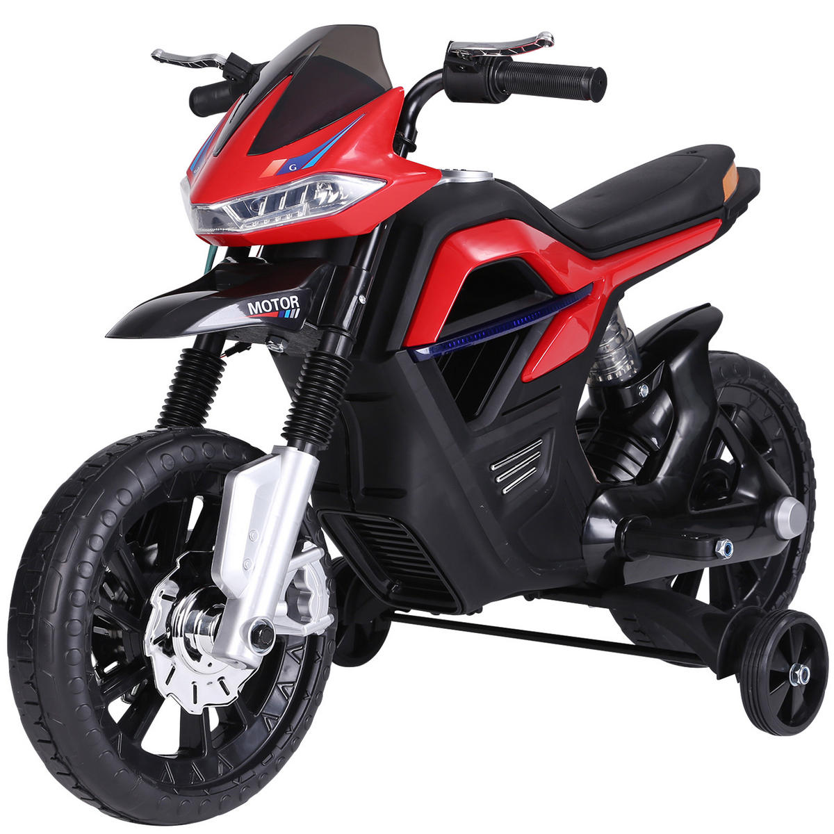 ELEKTRO-MOTORRAD DE-12979 mit Stützrädern Rot - Rot, Kunststoff (105/52/62cm) - ComfortXL