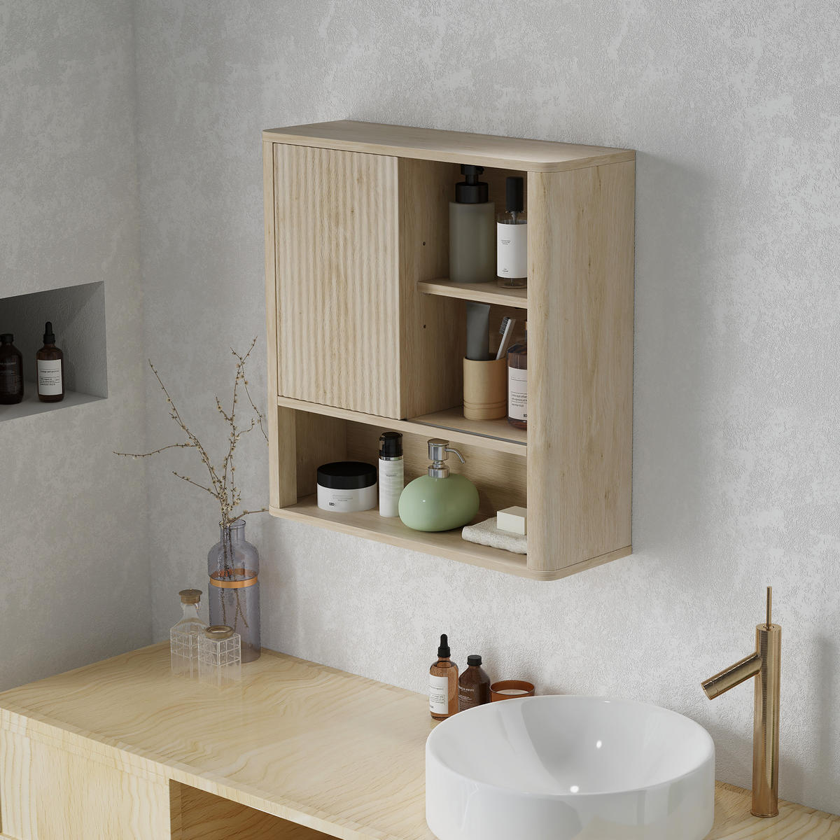 HÄNGESCHRANK DE-15905 mit Schiebetür Naturholz - Naturfarben, Holzwerkstoff (20/62/60cm) - ComfortXL