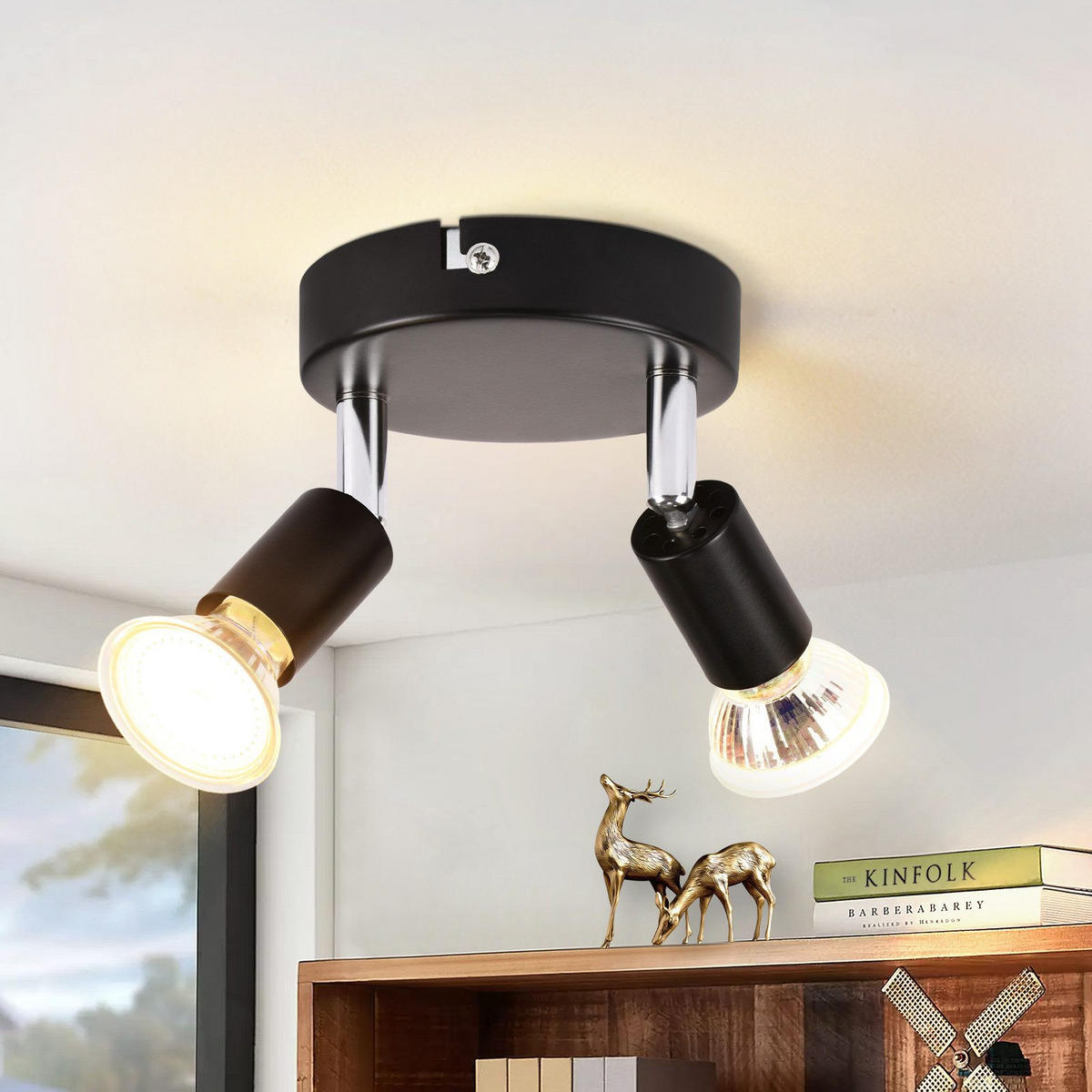 STRAHLER Gelegenheit 2-flammig 12/12/10.4 cm - Schwarz, Metall (8.3/8.3/8.5cm) - ZMH