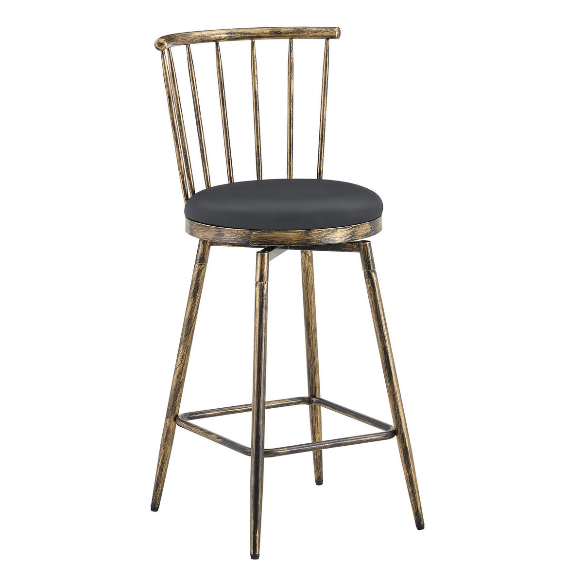 BARHOCKER im Windsor-Stil mit Kunstledersitz Schwarz/Braun - Multicolor, Metall (39/96/39cm) - MIVRAY