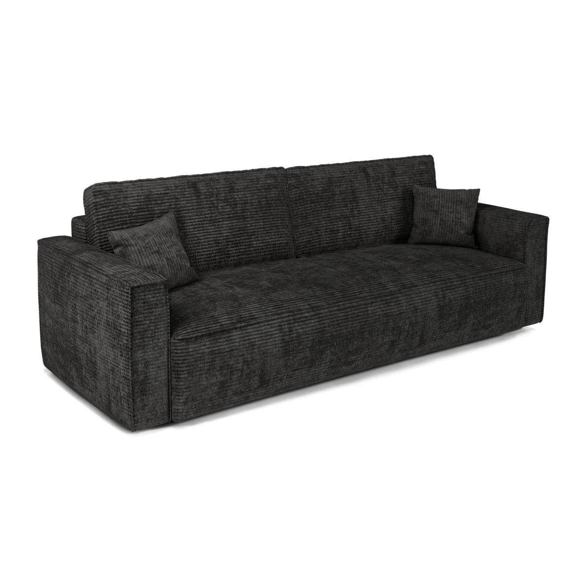 SCHLAFSOFA mit Stauraum Cord Schwarz 254cm - Schwarz, Textil (254/78/95cm) - Premium Interiors