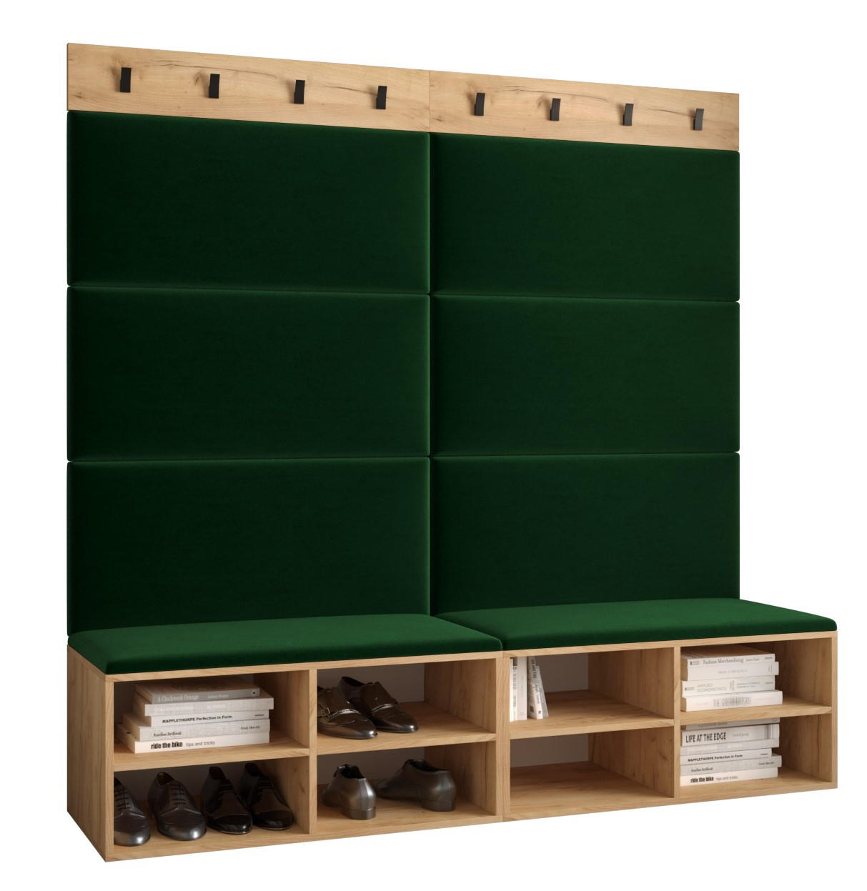 GARDEROBEN-SET 168/184/42 - Waldgrün/Eichefarben, Holz/Kunststoff (168/184/42cm) - MÖBEL KRYSPOL