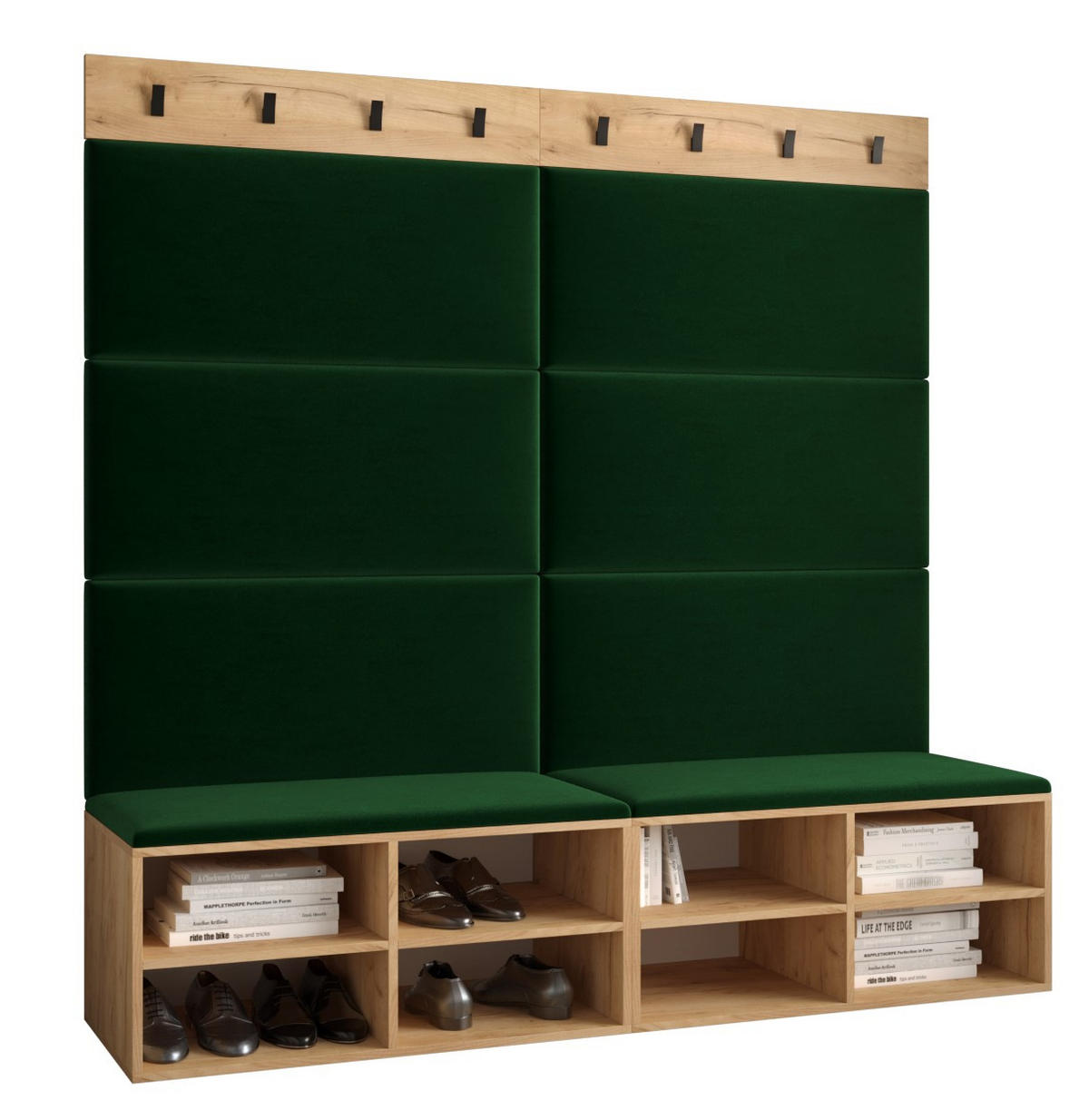 GARDEROBEN-SET 168/184/42 - Waldgrün/Eichefarben, Holz/Kunststoff (168/184/42cm) - MÖBEL KRYSPOL