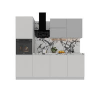 KÜCHENZEILE 240 cm Glanzia – KU-S03 – Weiß / Grau – Hochglanz - Weiß Hochglanz/Grau, Holzwerkstoff (240/212/60cm)