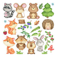 WANDAUFKLEBER 100x107cm - Niedliche Tiere - Multicolor, Kunststoff (100/107/0.1cm) - Wallfluent