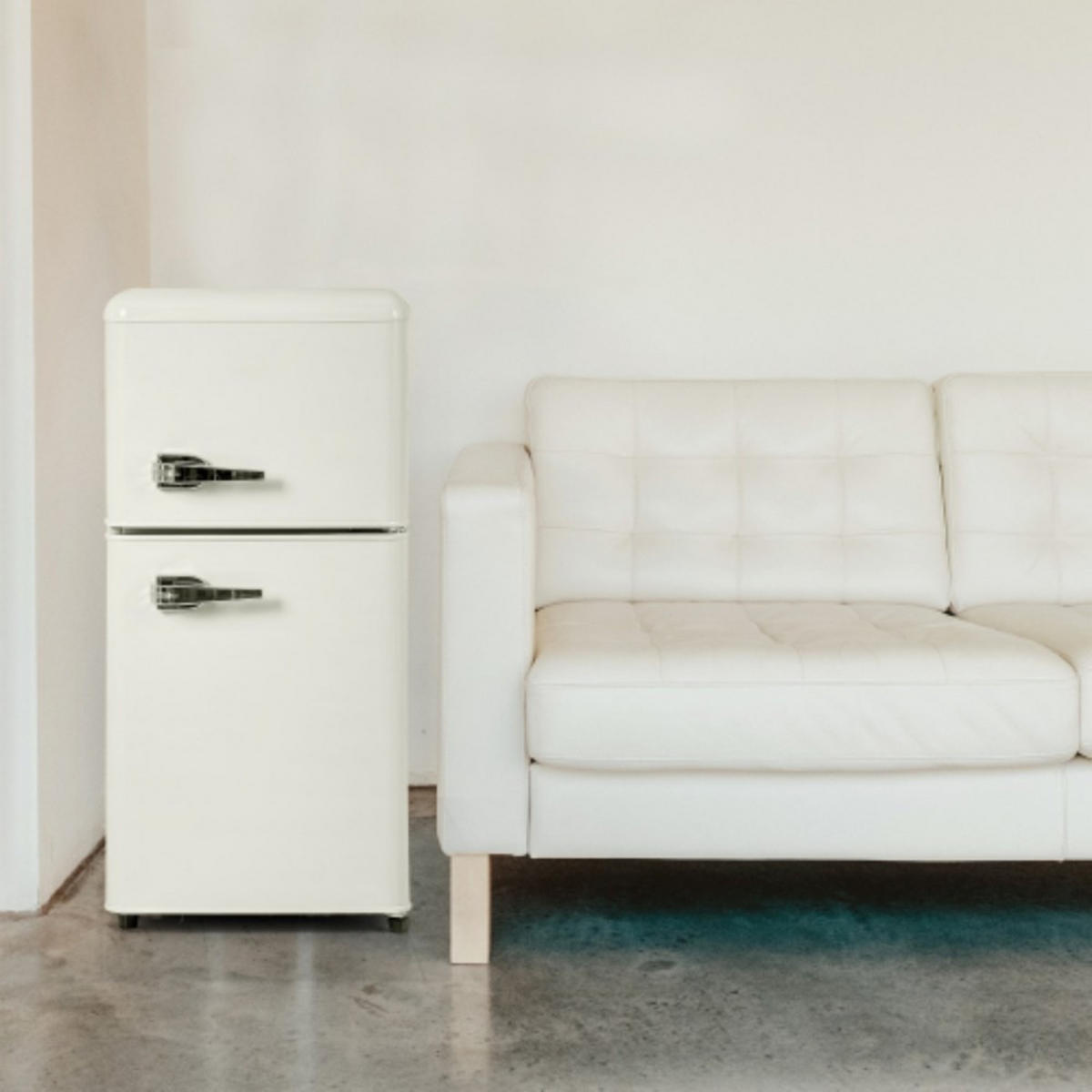 MINIKÜHLSCHRANK Cremeweißen 88.8/45.5/42.5 cm 60L - Ecru, Kunststoff/Metall (45.5/42/88.8cm)