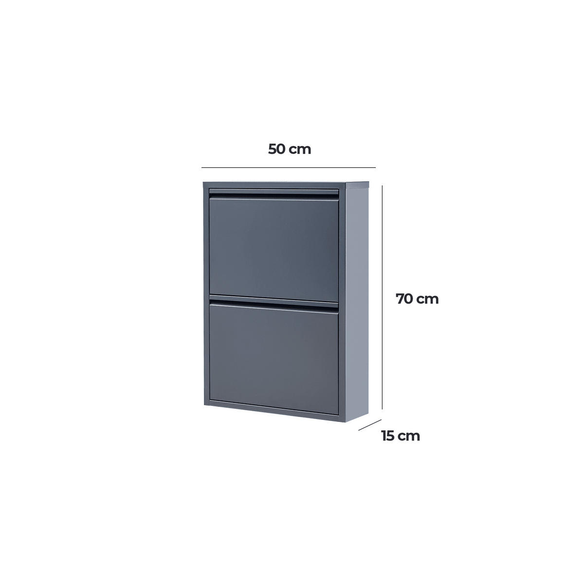 SCHUHSCHRANK schmal Metall mit Magnet 2 Klappen Anthrazit - Anthrazit, Metall (50/70/15cm) - Gowoll