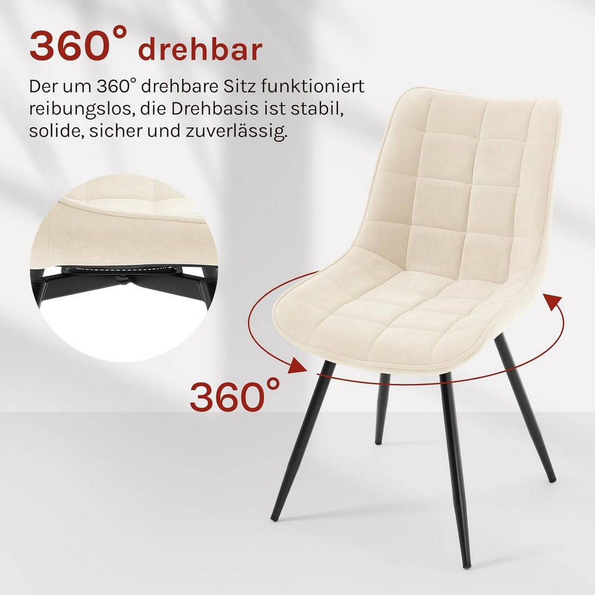 ESSZIMMERSTUHL 2er Set, aus Samt, Beige - Beige/Schwarz, Textil/Metall (46/83.5/60.5cm) - Woltu