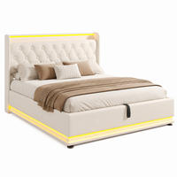 POLSTERBETT mit LED, Stauraum & Matratze 140x200 cm PU Weiß - Weiß, Metall (140/200cm) - Meubliv