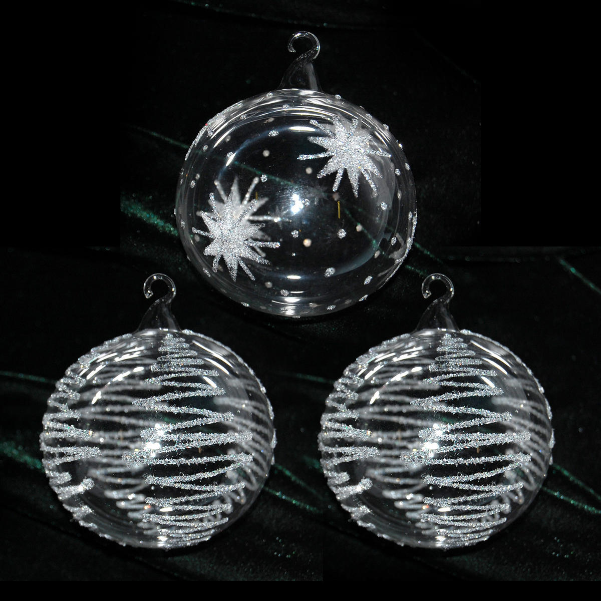 CHRISTBAUMKUGELN Erster Schneezauber Transparent 8cm (Glas / 3 Stk.) - Transparent, Glas (8/8/8cm) - Krebs Glas Lauscha