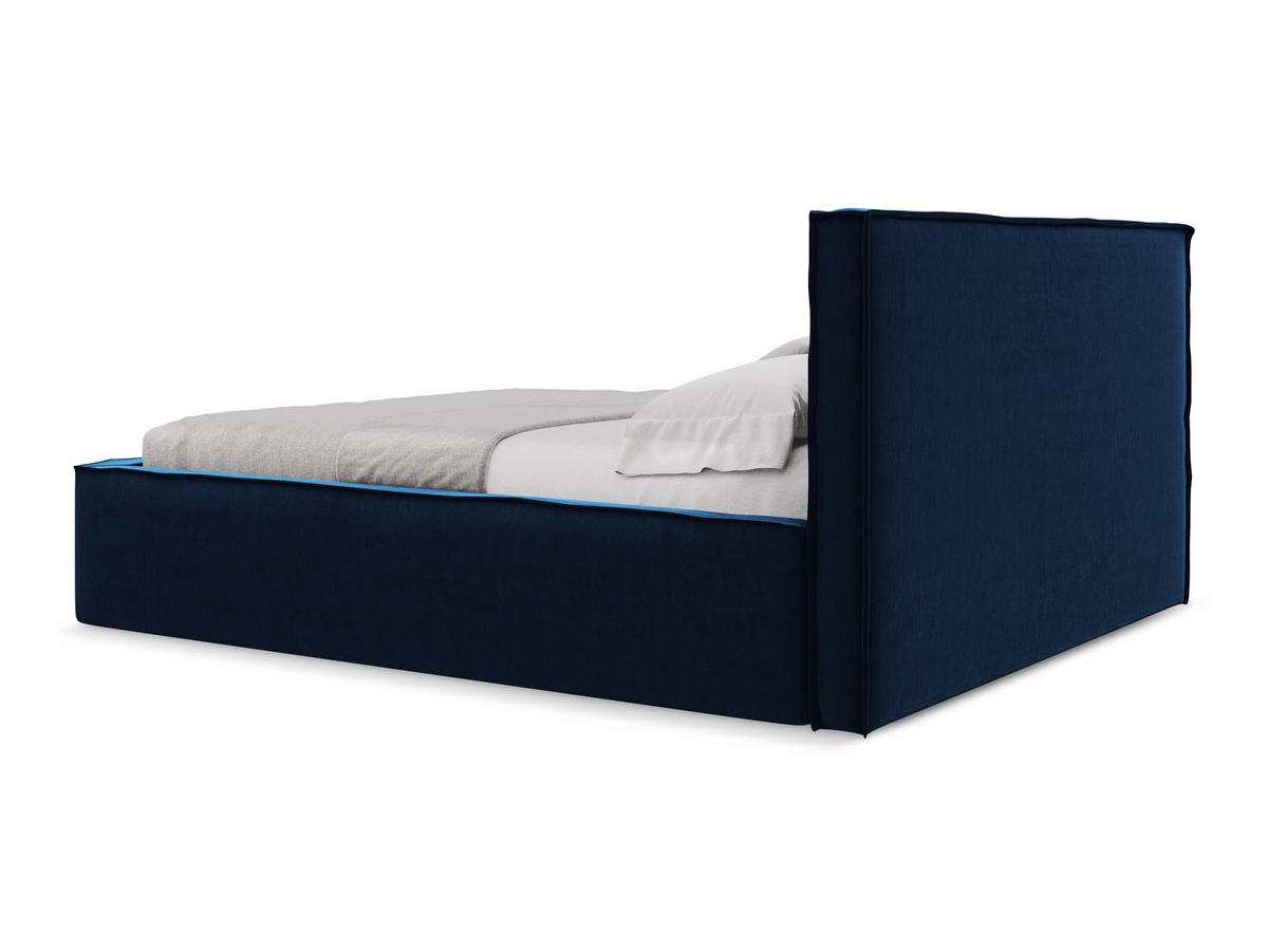 POLSTERBETT mit Bettkasten und Lattenrost 180x228 Blau - Blau/Schwarz, Kunststoff/Textil (160/200cm) - Makamii