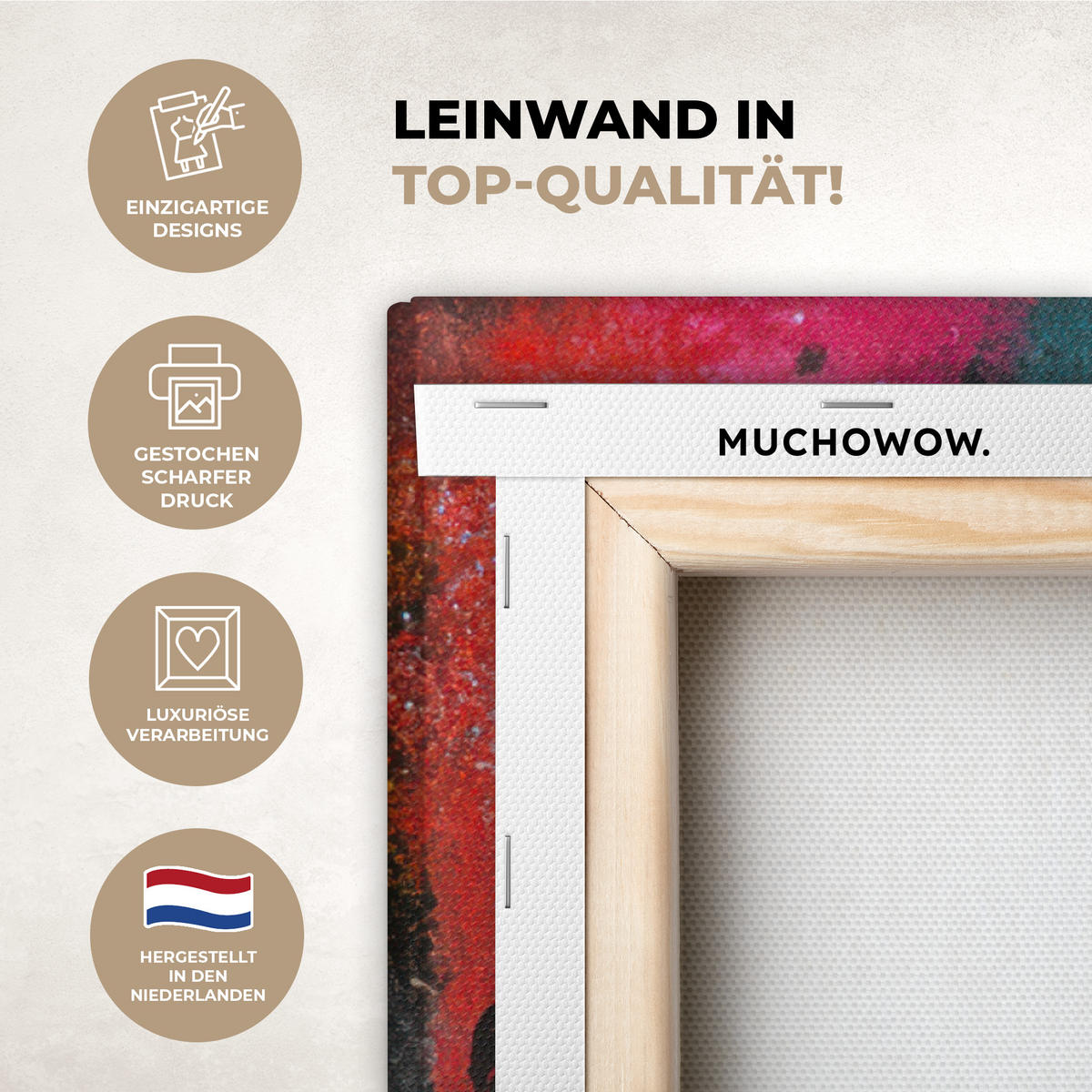 LEINWANDBILD Farbflächen - Formen - Bunt - Abstrakt Deko Groß 90x90 cm - Pink, Textil (90/90cm) - MuchoWow