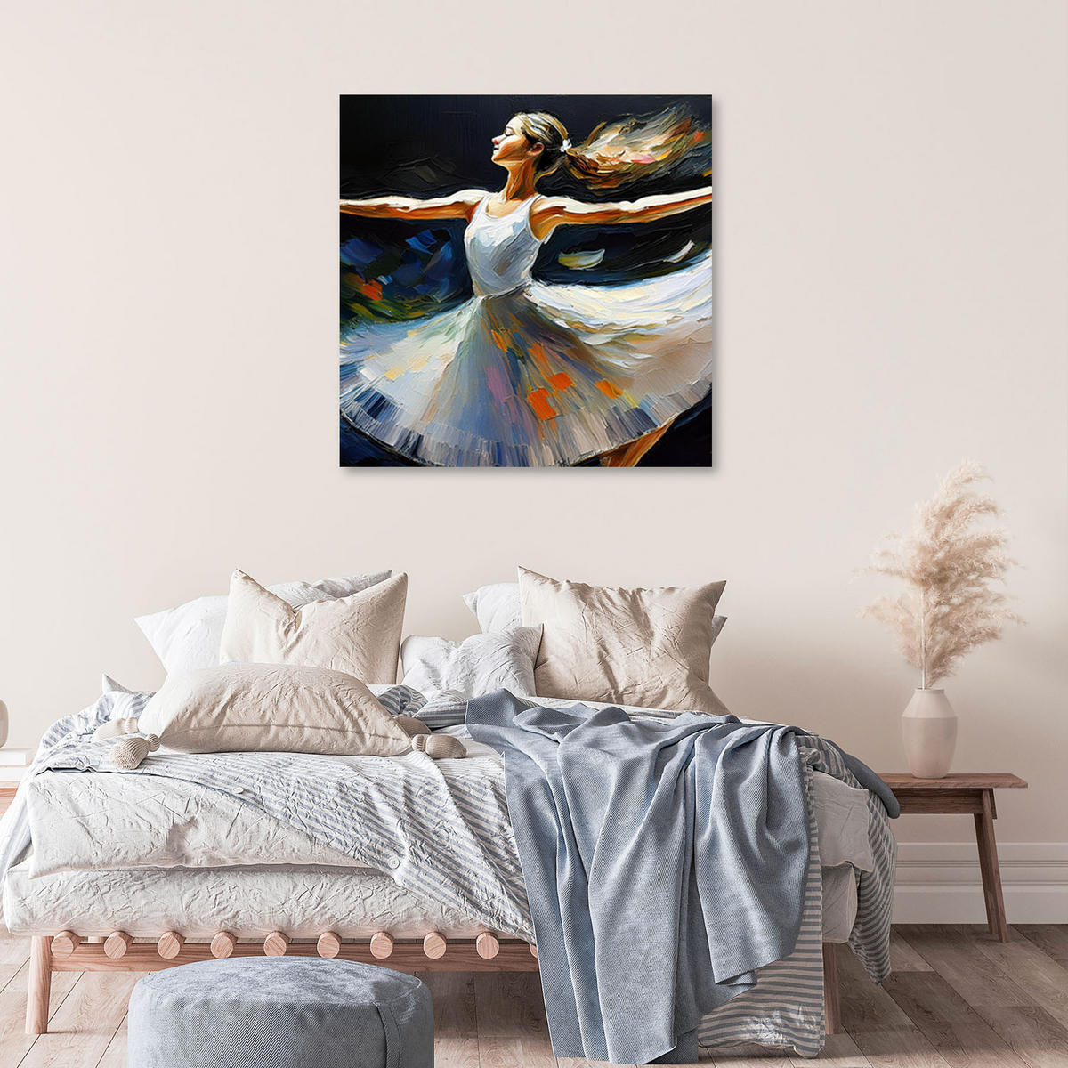 LEINWANDBILD Ballerina-Frau tanzt - Grau, Textil (40/40cm) - Feeby