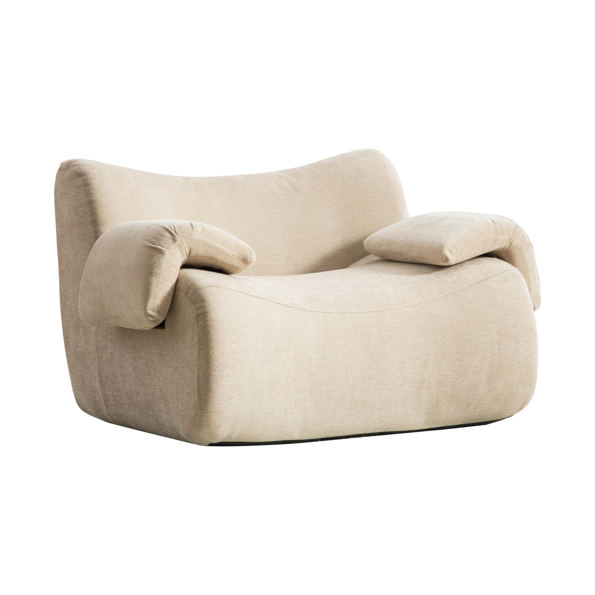 SESSEL DE-35120 mit Chenille-Bezug Hellkhaki - Sandfarben, Textil (92.5/73.5/120cm) - ComfortXL
